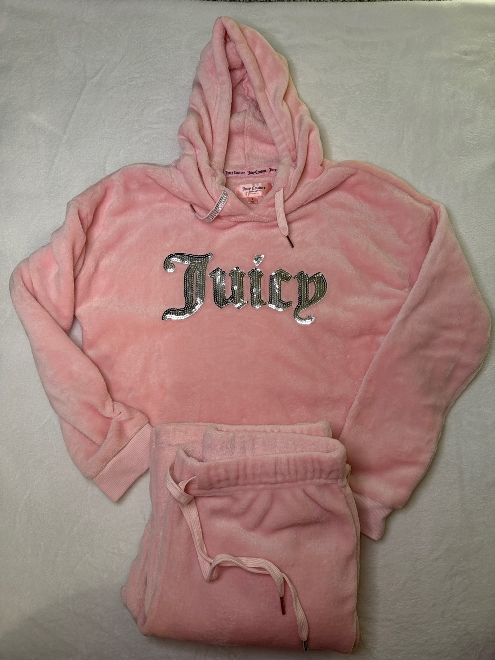 Juicy Couture Blush Pink Plush Hoodie and Joggers Set​